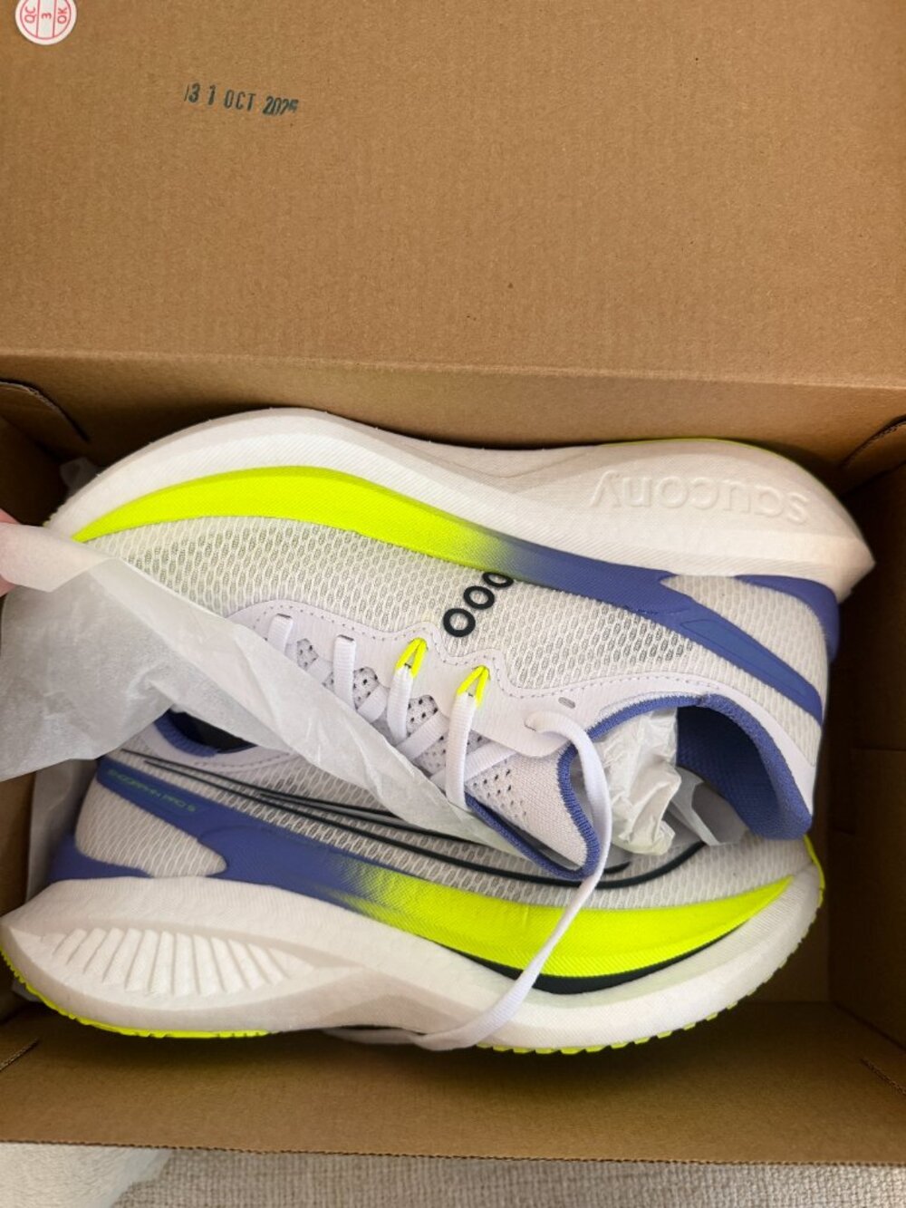 Saucony Endorphin Pro 5 Women's 8 White/Iolite Carbon Plate Racing Shoe NWT - Picture 7 of 8